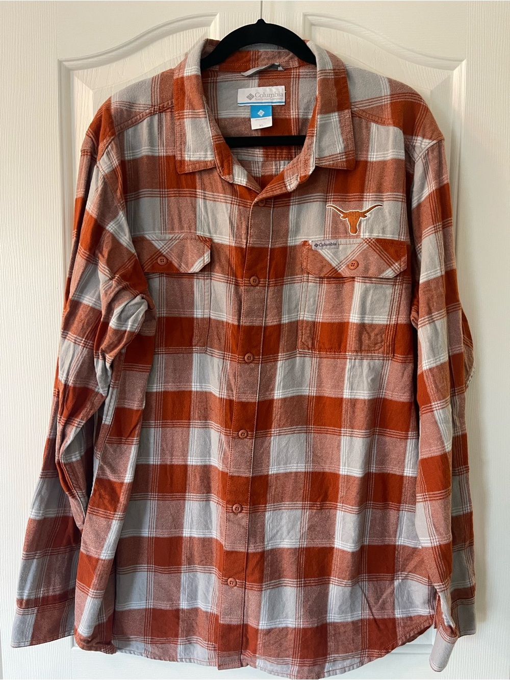 Columbia Orange and White Plaid Longhorns Button-Down Shirt